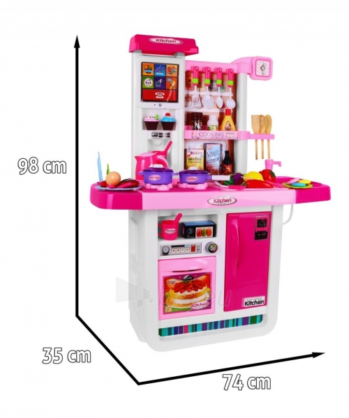 Didelė interaktyvi virtuvė su priedais, rožinė paveikslėlis 9 iš 12