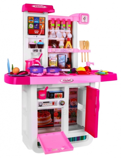 Didelė interaktyvi vaikiška virtuvė su priedais, rožinė paveikslėlis 8 iš 12