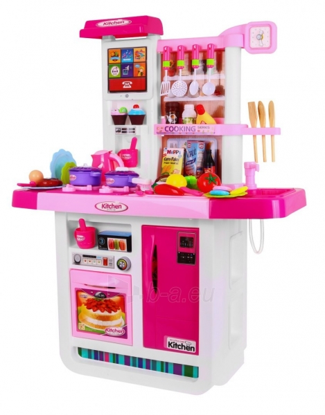 Didelė interaktyvi vaikiška virtuvė su priedais, rožinė paveikslėlis 7 iš 12