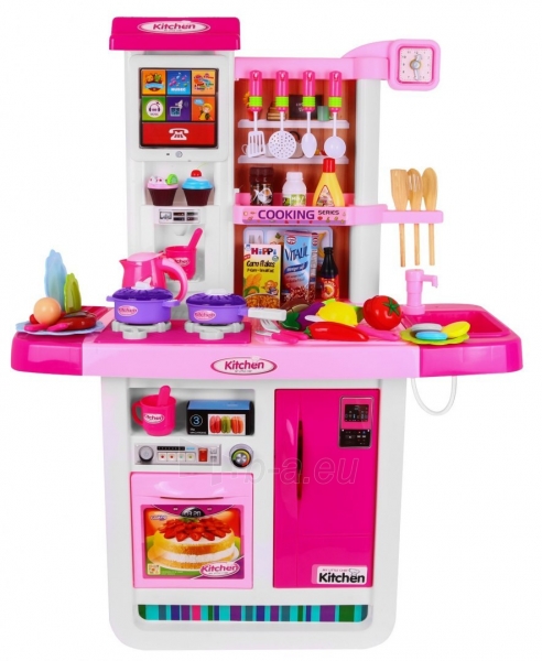 Didelė interaktyvi vaikiška virtuvė su priedais, rožinė paveikslėlis 6 iš 12