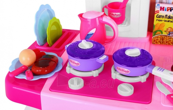 Didelė interaktyvi vaikiška virtuvė su priedais, rožinė paveikslėlis 4 iš 12