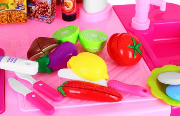 Didelė interaktyvi vaikiška virtuvė su priedais, rožinė paveikslėlis 3 iš 12