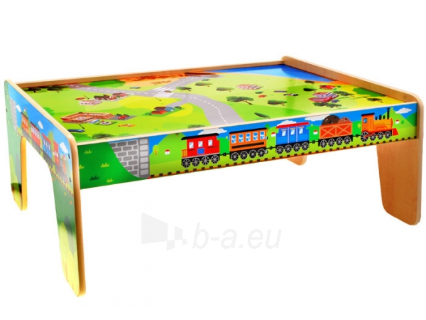 Didelis žaidimų stalas su mediniu traukiniu paveikslėlis 13 iš 13