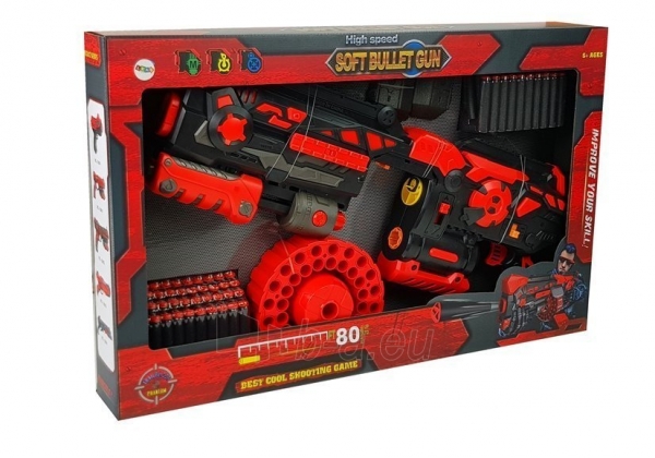 Didelis žaislinis šautuvas su minkštais šoviniais "Soft Bullet Gun", raudonai juodas paveikslėlis 8 iš 13