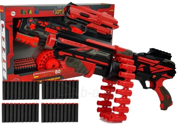 Didelis žaislinis šautuvas su minkštais šoviniais "Soft Bullet Gun", raudonai juodas paveikslėlis 4 iš 13