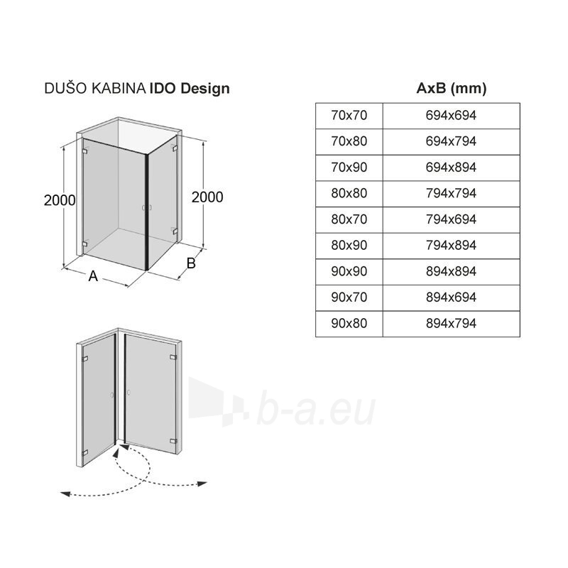 Shower enclosures IDO Design, 80x80 paveikslėlis 5 iš 5