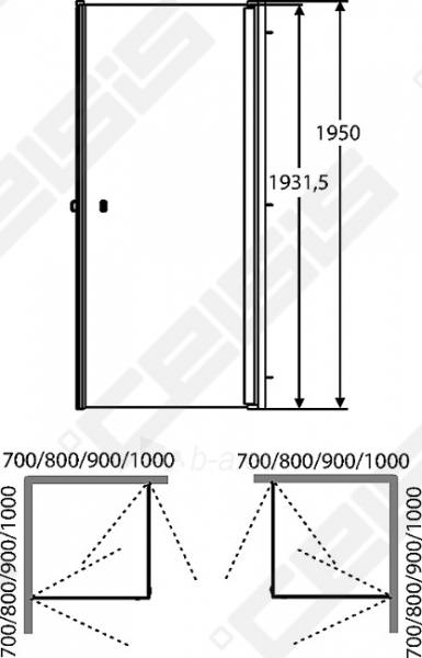 Dušo kabina IDO Showerama 8-02 100x100 su pilkos spalvos profliu ir Dandelion II stiklu paveikslėlis 2 iš 2
