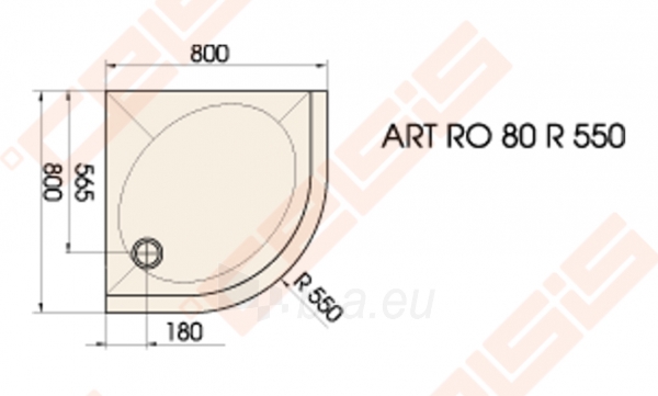 Dušo padėklas PAA ART 80x80 su panele ir kojelėmis, baltas (radius 550) paveikslėlis 2 iš 3