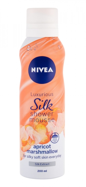 Shower foam Nivea Silk Mousse Apricot Marshmallow Shower Foam 200ml paveikslėlis 1 iš 1
