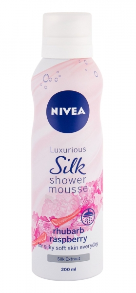 Dušo putos Nivea Silk Mousse Rhubarb Raspberry Shower Foam 200ml paveikslėlis 1 iš 1