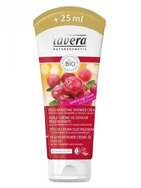 Dušo žele Lavera Regenerating shower cream BIO Cranberry & Organic Argan oil 200 ml paveikslėlis 1 iš 1