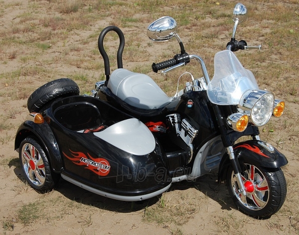 Dvivietis elektrinis motociklas, juodas paveikslėlis 2 iš 4