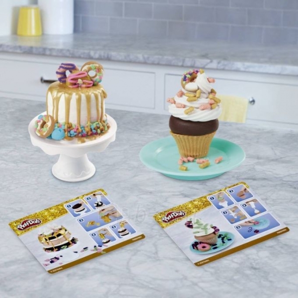 E9437 Plastelinas Hasbro Play Doh Gold tortų ir pyragų gaminimas paveikslėlis 2 iš 6