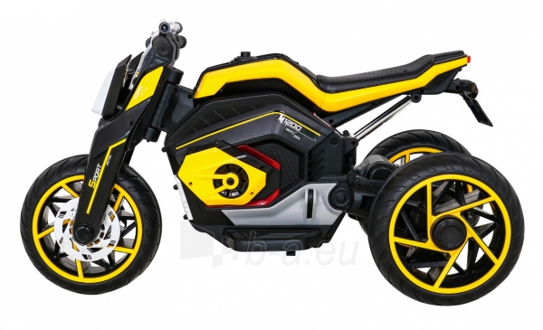 Elektrinis futuristinis motociklas, geltonas paveikslėlis 2 iš 12