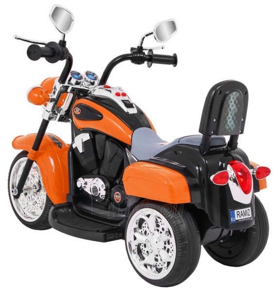 Elektrinis motociklas Chopper NightBike, oranžinis paveikslėlis 7 iš 9