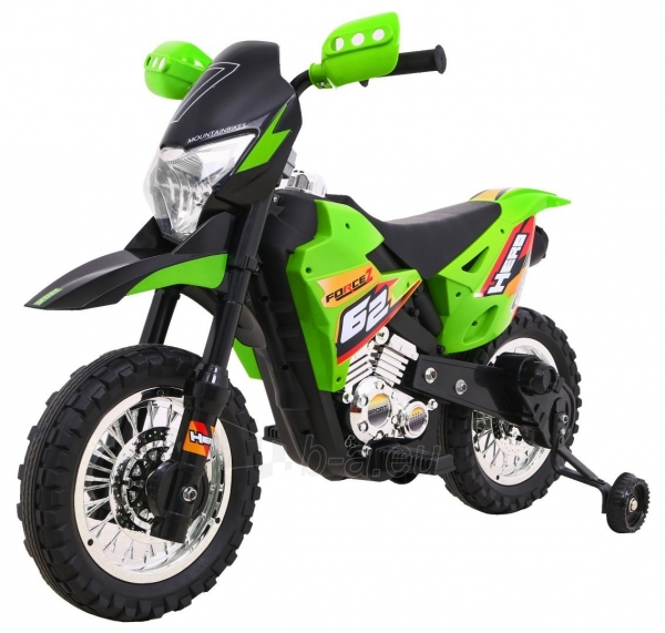 Elektrinis motociklas Cross, žalias paveikslėlis 1 iš 23