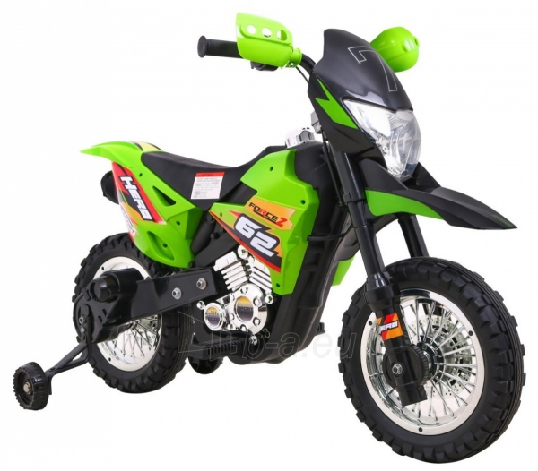 Elektrinis motociklas Cross, žalias paveikslėlis 20 iš 23