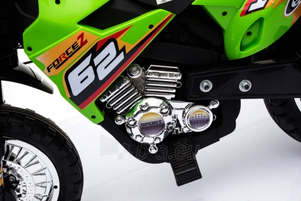 Elektrinis motociklas Cross, žalias paveikslėlis 5 iš 23