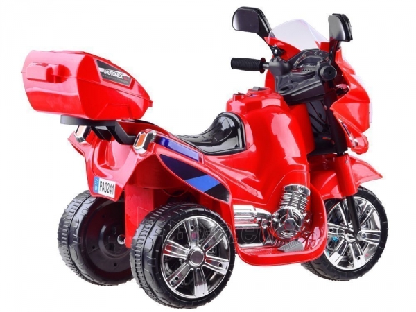 Elektrinis motociklas su LED šviesomis, raudonos spalvos paveikslėlis 8 iš 15
