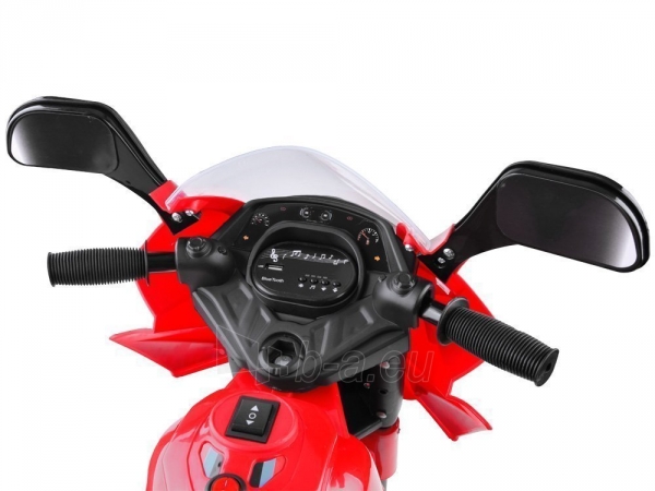 Elektrinis motociklas su LED šviesomis, raudonos spalvos paveikslėlis 5 iš 15