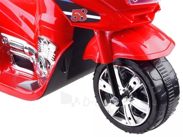 Elektrinis motociklas su LED šviesomis, raudonos spalvos paveikslėlis 15 iš 15