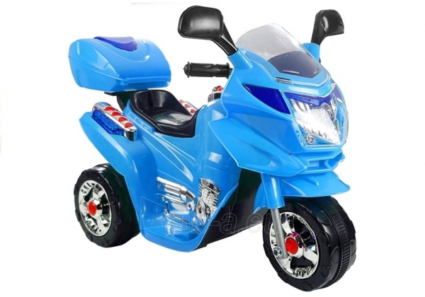 Elektrinis motocikliukas su bagažine, šviesiai mėlynas paveikslėlis 1 iš 6