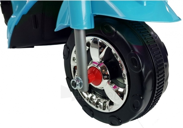 Elektrinis motocikliukas su bagažine, šviesiai mėlynas paveikslėlis 5 iš 6