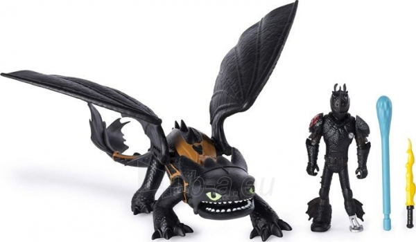 Figurėlė 20103709 Dreamworks Dragons, Toothless & Hiccup, Dragon with Armored Viking Spin Master paveikslėlis 3 iš 3