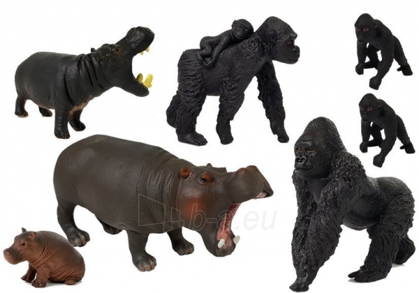 Figūrėlių rinkinys: Safari gyvūnai (hipopotamas, gorila) paveikslėlis 2 iš 5