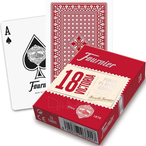 Fournier Victoria 18 pokerio kortos (Raudona) paveikslėlis 1 iš 3