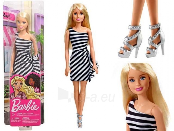 FXL68 Mattel Barbie Modern Dress With Accessories, Black And White Dress, Blonde paveikslėlis 1 iš 2