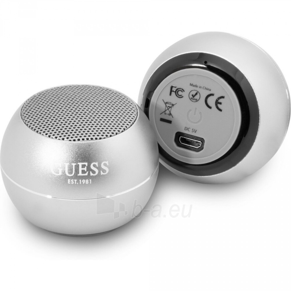 Garso kolonėlė Guess Mini Bluetooth Speaker 3W 4H Silver paveikslėlis 3 iš 4