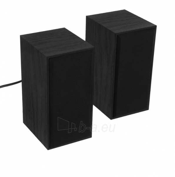 Garso kolonėlės Tellur Basic 2.0 Speakers, 6W, USB/Jack, Wooden case, Volume control, black paveikslėlis 2 iš 3