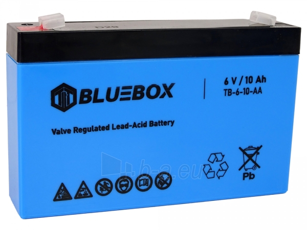 Gelinis akumuliatorius BlueBox VRLA AGM 6V 10Ah paveikslėlis 1 iš 1