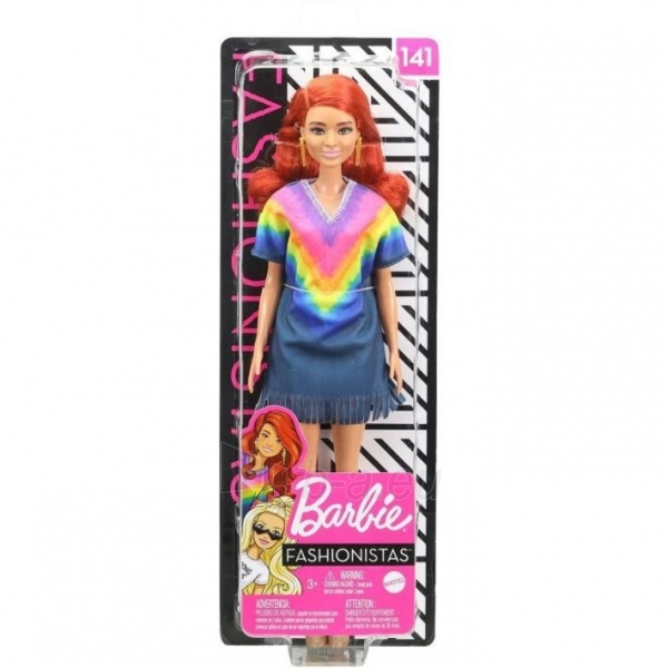 GHW55 Barbie Fashionistas Doll with Long Red Hair Wearing Fringe Dress MATTEL paveikslėlis 3 iš 6