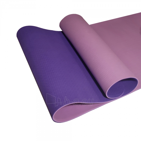 Gimnastikos/jogos kilimėlis TPE dvipusis KP-189 Violetinis/šviesiai violetinis paveikslėlis 2 iš 6