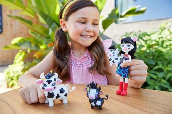 GJX44 / GJX43 Enchantimals Cambrie Cow Doll with Ricotta & Family MATTEL paveikslėlis 1 iš 6