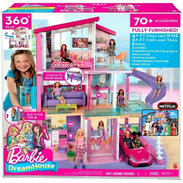 GNH53 Дом для кукол Barbie Дом мечты Dreamhouse with Wheelchair Accessible Elevator-Pink MATTEL paveikslėlis 1 iš 6