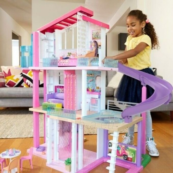 GNH53 Дом для кукол Barbie Дом мечты Dreamhouse with Wheelchair Accessible Elevator-Pink MATTEL paveikslėlis 3 iš 6