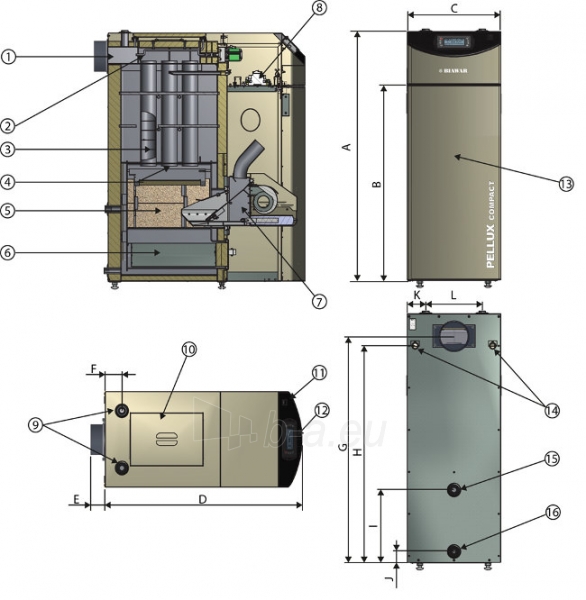 Granulinis katilas Nibe-Biawar, Pellux Compact 12 kW su 200l bunkeriu paveikslėlis 2 iš 3