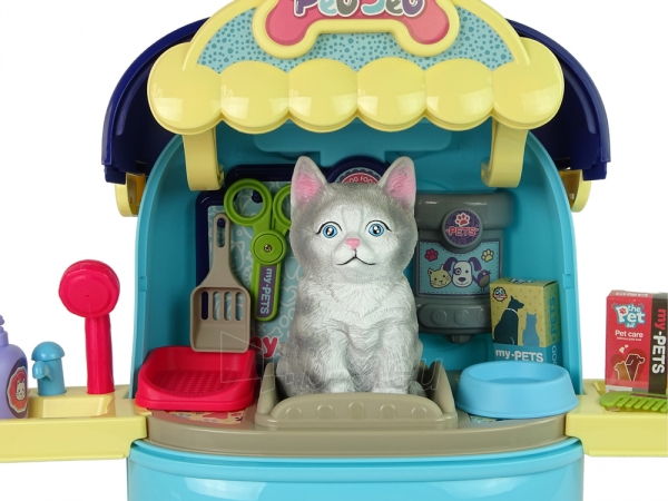 Grožio salonas kuprinėje su katyte, mėlynas paveikslėlis 3 iš 6
