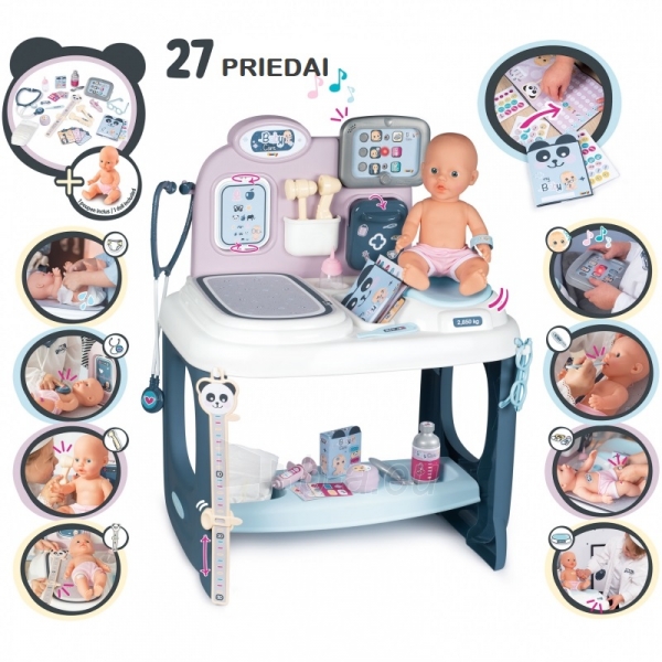 Gydytojo priežiūros rinkinys su lėle ir priedais 27 vnt. | Baby Care Centrum | Smoby 240300 paveikslėlis 15 iš 26