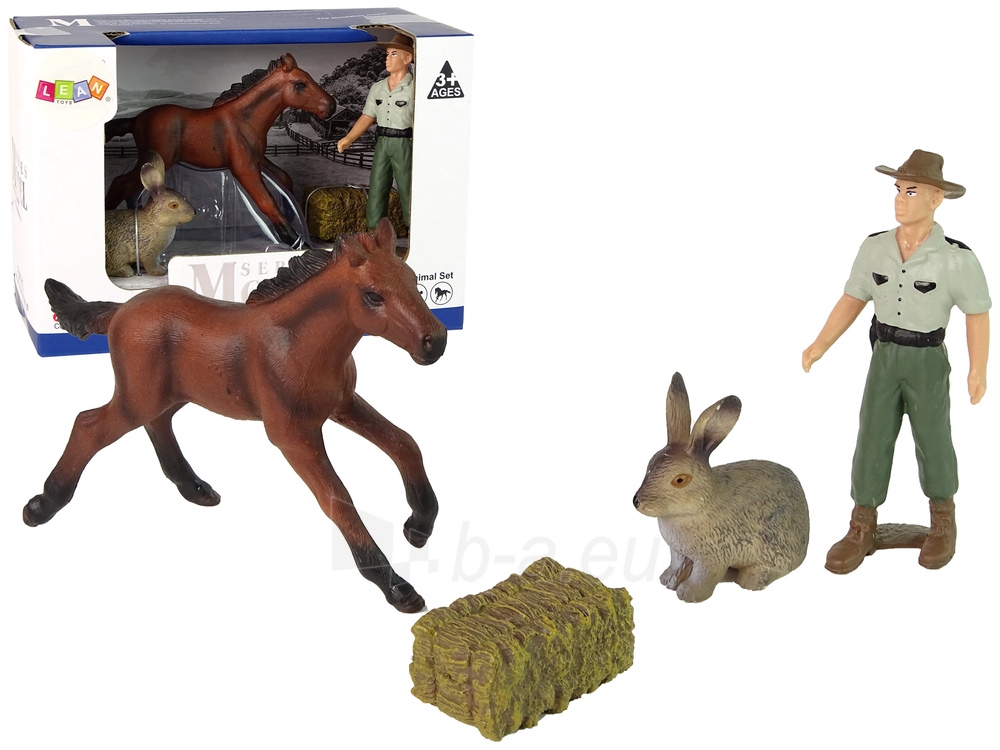 Gyvūnų figūrėlių rinkinys (rudas arklys, kiškis, ūkininkas) paveikslėlis 1 iš 3