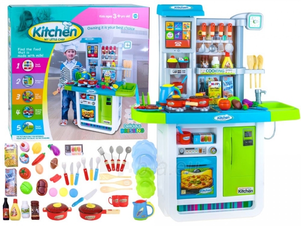 Interaktyvi virtuvė vaikams, mėlyna, 98x74x35 paveikslėlis 1 iš 10