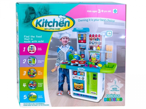 Interaktyvi virtuvė vaikams, mėlyna, 98x74x35 paveikslėlis 9 iš 10