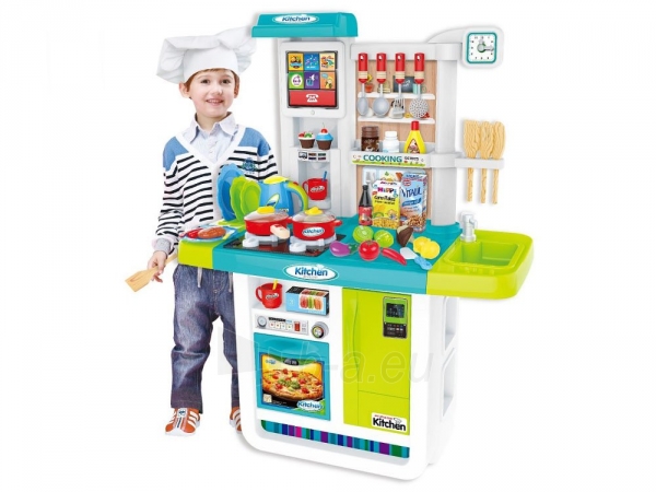 Interaktyvi virtuvė vaikams, mėlyna, 98x74x35 paveikslėlis 6 iš 10