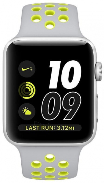 Išmanusis laikrodis Apple iWatch Nike+ 38mm Silver Aluminium/Silver Yellow Sport Band MNYP2ZP/A USED (grade:A) paveikslėlis 2 iš 5