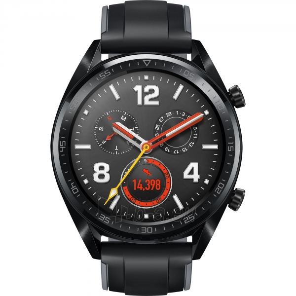 Išmanusis laikrodis Huawei Watch GT black stainless steel with graphite black silicone strap 46mm (FTN-B19) paveikslėlis 1 iš 4