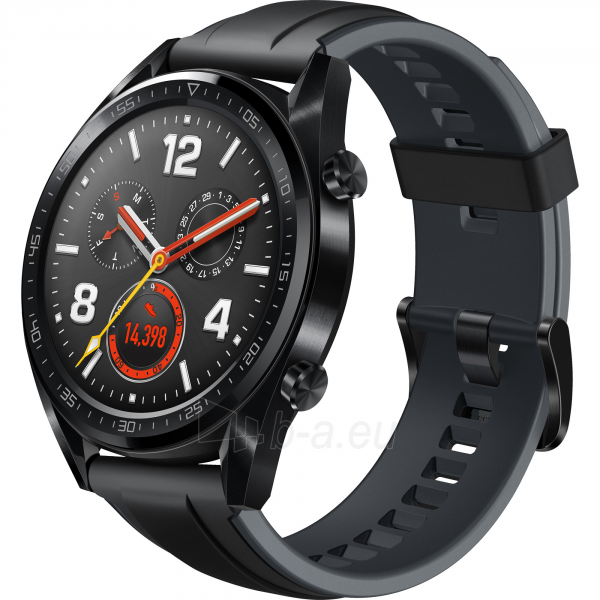 Išmanusis laikrodis Huawei Watch GT black stainless steel with graphite black silicone strap 46mm (FTN-B19) paveikslėlis 3 iš 4