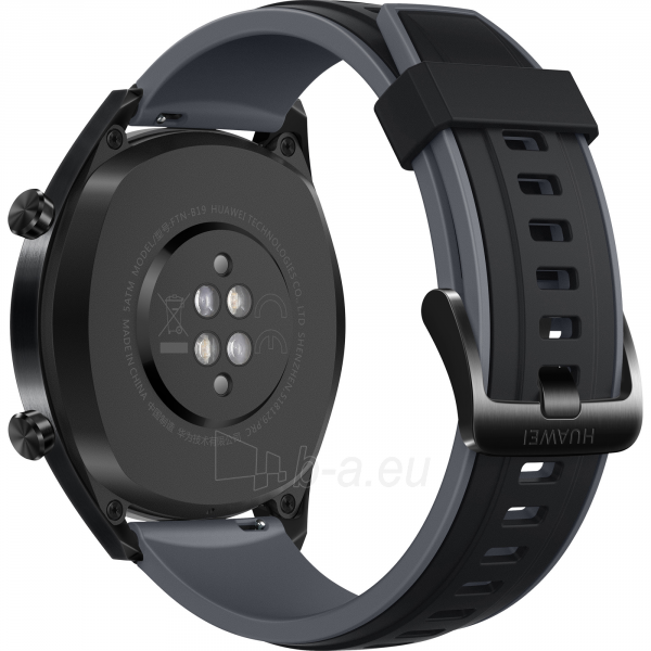 Išmanusis laikrodis Huawei Watch GT black stainless steel with graphite black silicone strap 46mm (FTN-B19) paveikslėlis 4 iš 4